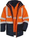 Warnschutz,Parka 5 in 1, leuchtorange-marine