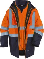 Warnschutz,Parka 5 in 1, leuchtorange-marine – Bild 5